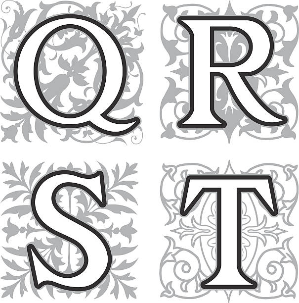 q, r, s, t alfabet litery z kwiatowy elementy - letter s text alphabet letter t stock illustrations