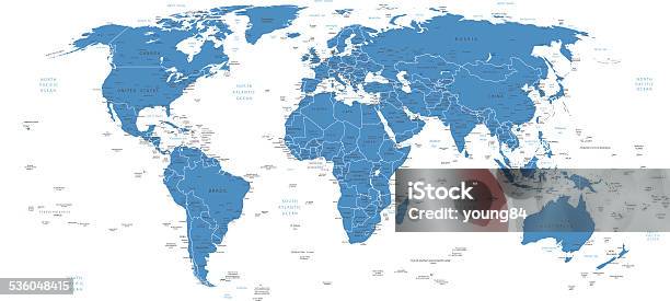 World Map Stock Illustration - Download Image Now - China - East Asia, Russia, 2015