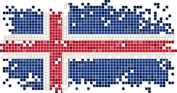 Vector illustration of Icelandic grunge tile flag. Vector illustration