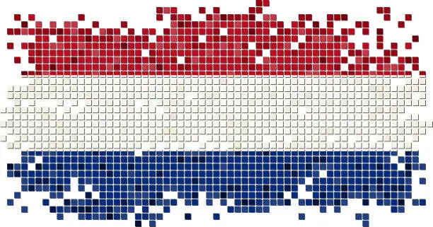 Vector illustration of Dutch grunge tile flag. Vector illustration