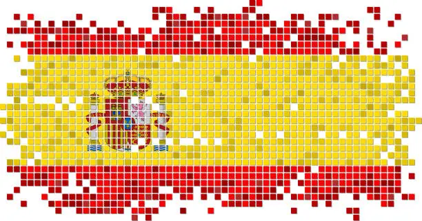Vector illustration of Spanish grunge tile flag. Vector illustration
