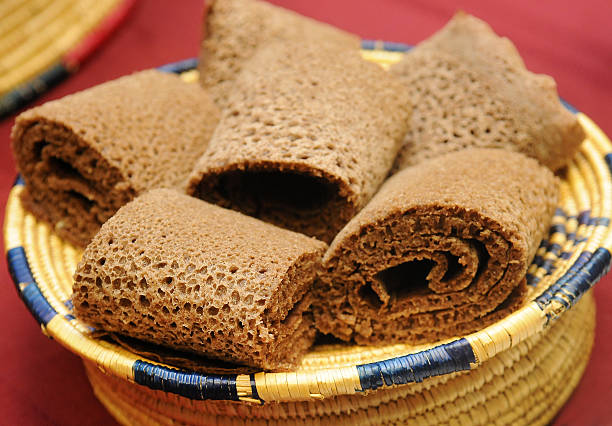 Ethiopian Dinner Bread Injera Bread injera bread stock pictures, royalty-free photos & images