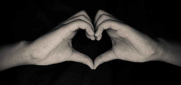 istock Hand made heart shape ,tone blackandwhite 536049875