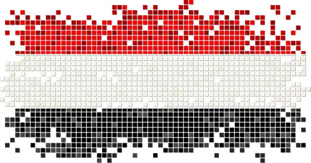 Vector illustration of Yemeni grunge tile flag. Vector illustration