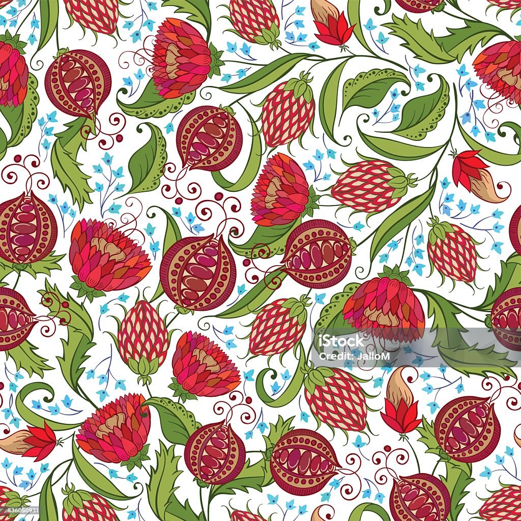 Pomegranate Pattern Seamless Bohemian Pomegranate Floral Pattern. Vector Illistration. 2015 stock vector