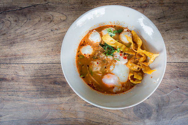 istock Pork noodle spicy soup thai style,tom yum 536051651