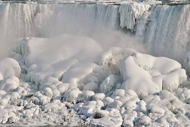 Bridal Veil Falls, Niagara Falls viewed from Canada's Niagara Parkway during winter.