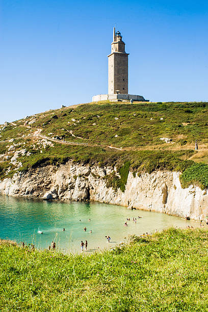 hercules tower hercules tower and beach a coruna province stock pictures, royalty-free photos & images