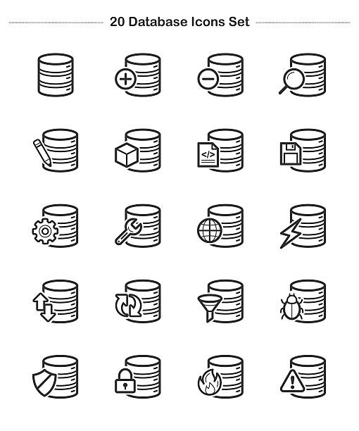 ilustrações de stock, clip art, desenhos animados e ícones de ícone de linha de base de dados, ícones definido, negrito - shield shielding riot shield computer