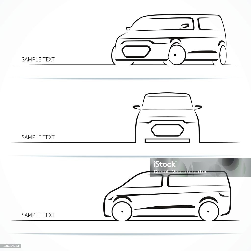 Set of modern car silhouettes. Set of modern car silhouettes. Minivan in three angles. Vector illustration 2015 stock vector