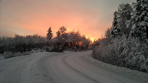 istock Beautiful pink winter sky in Norway 536054387
