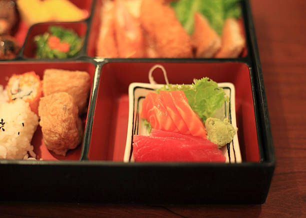istock bento box with tuna and salmon sashimi 536054463