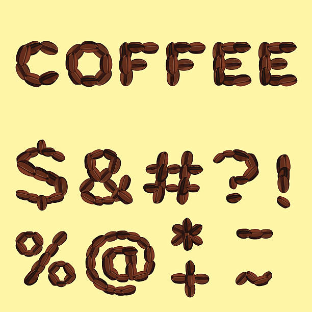 Symbols  made of  coffee in flat design Symbols  made of  coffee in flat design octothorp stock illustrations