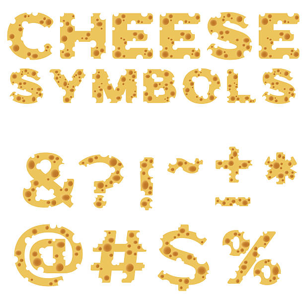 Symbols  made of cheese in flat design Symbols  made of cheese in flat design octothorp stock illustrations