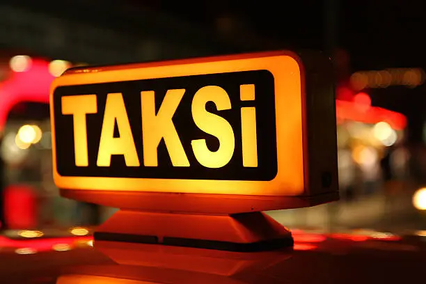 turkish taxi sign at night