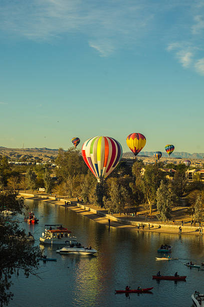 istock Hot Air Balloons soar over Lake Havasu 536056457