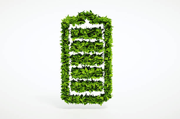 Alternative ecology battery concept Isolated 3d render alternative ecology battery concept with white background community garden sign stock pictures, royalty-free photos & images