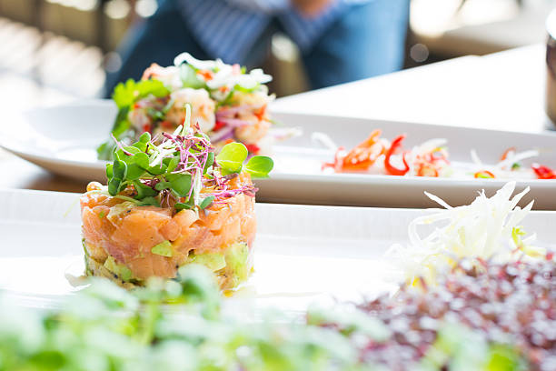 istock Salmon Tartare stack with Avocado, Olives & Tarragon 536057891