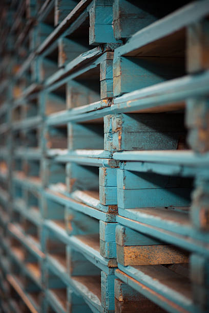 istock Stacked Wooden pallets 536058669