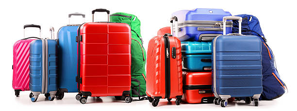 istock Suitcases and backpacks isolated on white background 536069290
