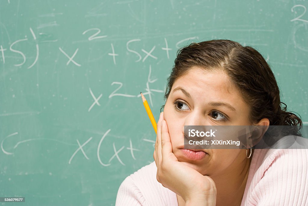 Portrait of a female student Mathematical Symbol Stock Photo