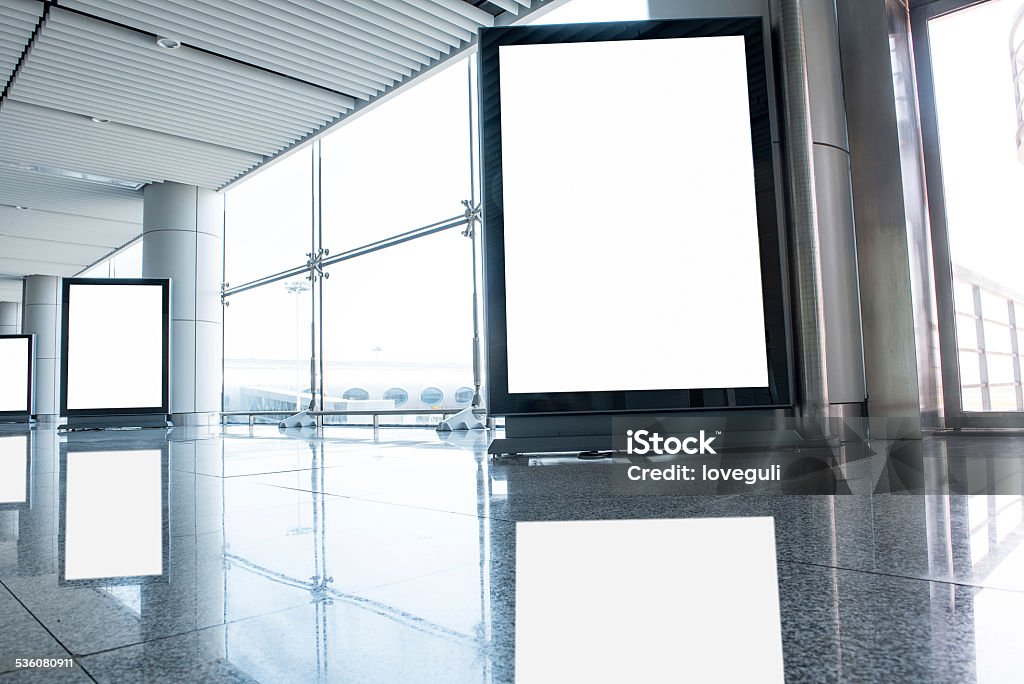 blank billboards in modern building corridor 2015 Stock Photo