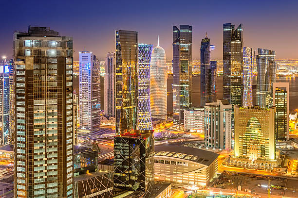 istock Doha Skyline, Qatar Cityscape from Above at Night 536081291