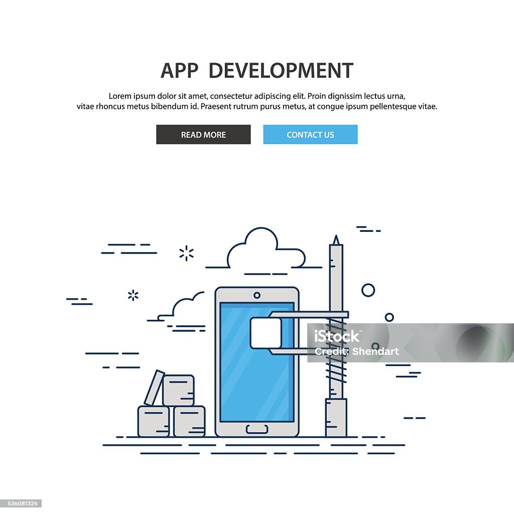 Thin Line Design Mobile App Construction Site Modern Vector ...