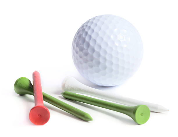 Golf ball with tees stock photo