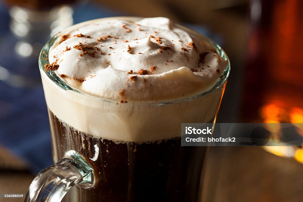 Homemade Irish Coffee with Whiskey Homemade Irish Coffee with Whiskey and Whipped Cream Irish Coffee Stock Photo
