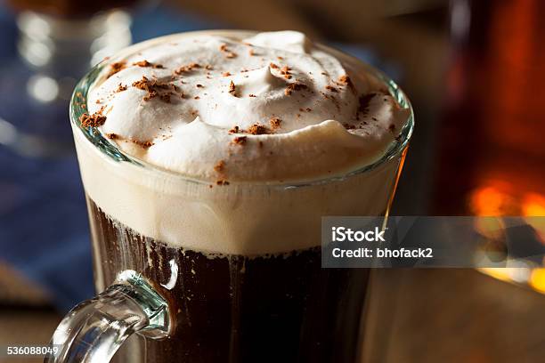 Homemade Irish Coffee With Whiskey Stock Photo - Download Image Now - Irish Coffee, 2015, Alcohol - Drink