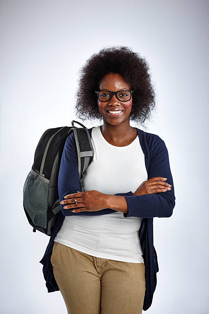 istock Confident mature african woman with backpack 536088833