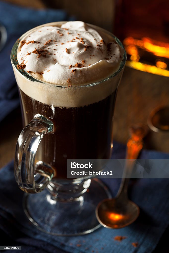 Homemade Irish Coffee with Whiskey Homemade Irish Coffee with Whiskey and Whipped Cream 2015 Stock Photo