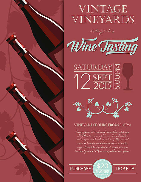 ilustraciones, imágenes clip art, dibujos animados e iconos de stock de evento de degustación de vinos retro invitación poster template-marsala - wine tasting