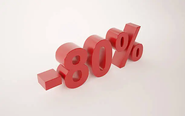 Photo of 3d illustration of 80 percent discount sign over white background