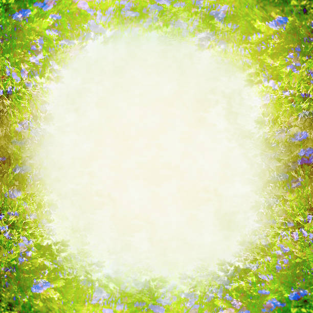 istock Spring sommer nature  background with green and  blue flowers 536090201