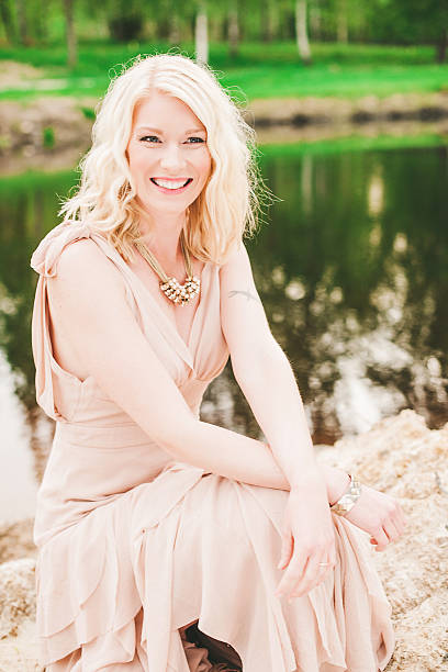 istock Beautiful woman outdoors in dress 536092475