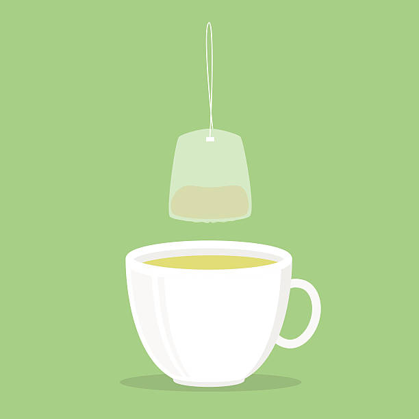 illustrazioni stock, clip art, cartoni animati e icone di tendenza di tazza di tè verde - leaf cup breakfast drink