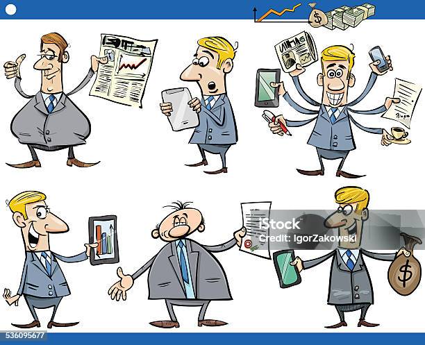 Businessmen Cartoon Set Stock Illustration - Download Image Now - 2015, Adult, Agreement