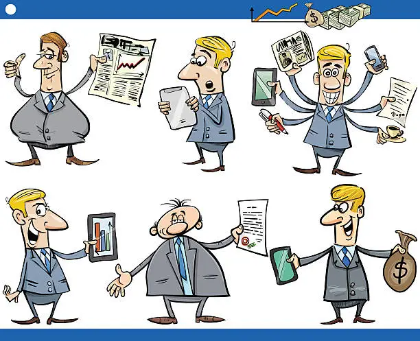 Vector illustration of businessmen cartoon set