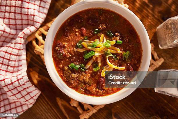 Bowl Of Chili Stock Photo - Download Image Now - Chili Con Carne, Chili Pepper, Soup