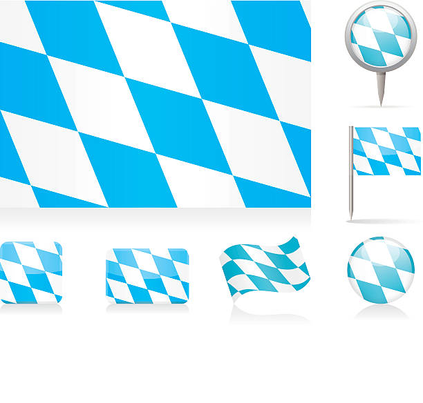 flaggen von bayern-icon-set - bayern stock-grafiken, -clipart, -cartoons und -symbole