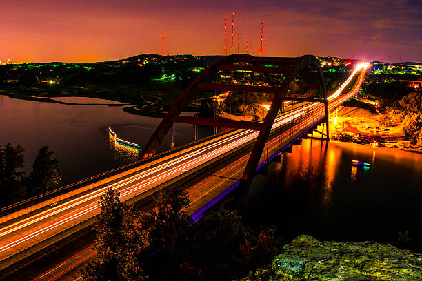 istock Night 360 Bridge Pennybacker Austin Long Exposure Trails All Night 536110681