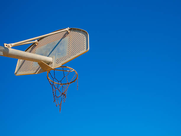 istock basketball backboard on sunny sky blue day on the beach 536111908