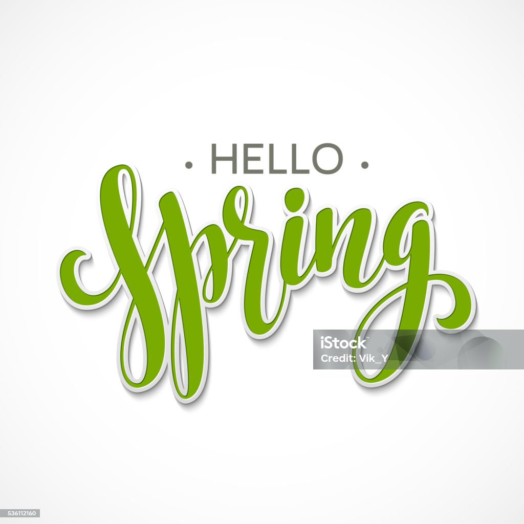 Hello Spring One Line Hello Spring Lettering Design Vector Illustration Stock Illustration ...