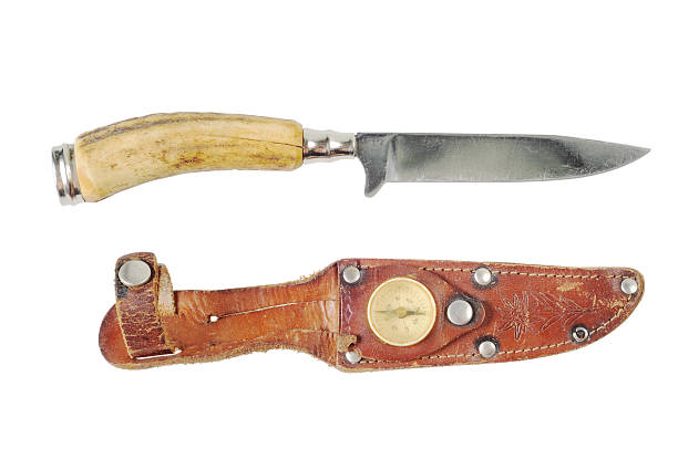 istock Vintage hunting knife with a bone handle 536114175
