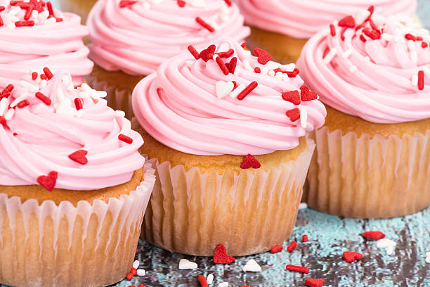 istock Pink Valentines Day cupcakes with sprinkles 536114861