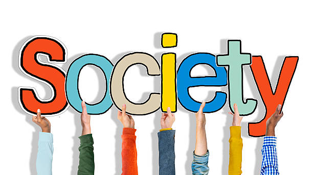 Multiethnic Group of Hands Holding Word Society