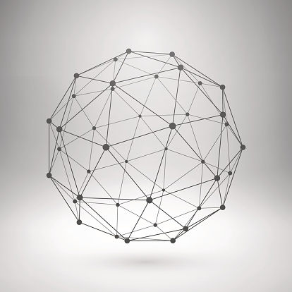 Wireframe mesh polygonal element. Sphere with connected lines and dots. Vector Illustration EPS10.