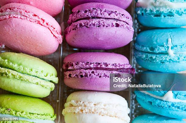 Sweet And Colorful French Macaroons Stock Photo - Download Image Now - 2015, Backgrounds, Baked Pastry Item